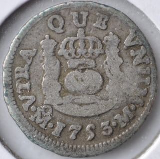 1753 1/2 Real Spanish Milled Pillar Coinage Mexico City Circulated photo