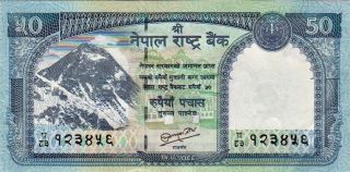 Nepal Fancy Rs.  50 Banknote Ladder Serial No.  123456 Pick - 72 2012 Ad Unc photo