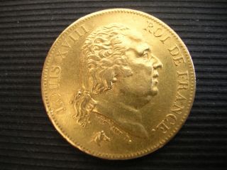 France.  Louis Xviii.  1818 W.  40 Francs. photo