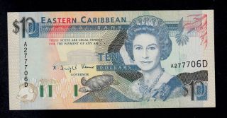 East Caribbean States 10 Dollars (1993) Dominica Pick 27d Au - Unc. photo