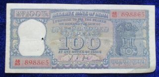 Old India 100 Rupee Diamond Issue Sign By L.  K Jha Rare & photo