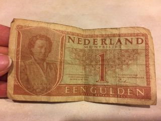 Nederland Muntbiljet 1 Gulden Bank Note 1949 photo