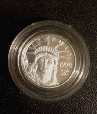 1998 1/10 Platinum Proof American Eagle / Statue Of Liberty Coin photo