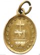 The True And Antique Bronze Miraculous Medal Pendant Signed Vachette Exonumia photo 2