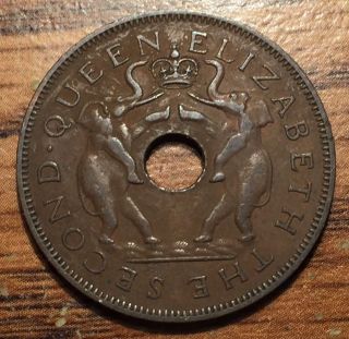 1958 Rhodesia & Nyasaland Penny Bronze Coin photo