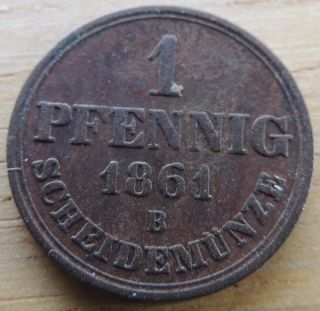 Hanover / Germany 1861 - B 1 Pfennig Vf / Xf Km - 233 photo