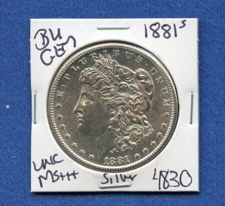1881 S Bu Gem Morgan Silver Dollar Coin 4830 $unc /ms,  Us Mint$ Rare photo