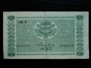 Finland 5 Markkaa 1939,  Circulated Banknote photo