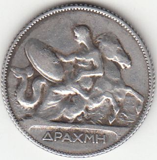 1911 - One Silver Greek Drachma – King George A. photo