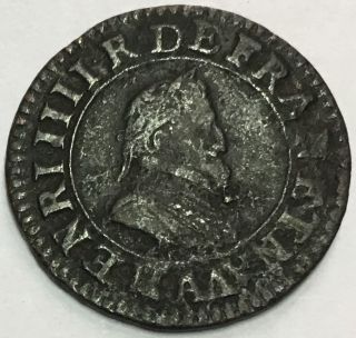 Kingdom Of France King Henry Iv 1599 A Paris Double Tournois Copper Coin photo