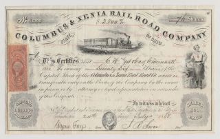 1868 Columbus & Xenia Rail Road Company.  Issued/signed/cancelled/transferred. photo