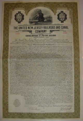 United Jersey Railroad & Canal Company Bond Stock Certificate photo