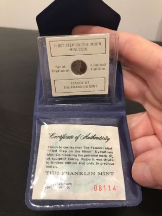 Rare Franklin Solid Platinum,  First Step On The Moon Mini Coin photo