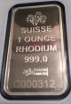 1 Oz Platinum Pamp Suisse Rhodium Bar.  999 Fine (in Assay) Platinum photo 2
