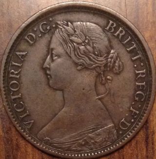 1861 Uk Great Britain Farthing Hg Example In photo