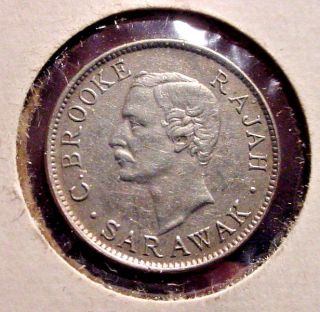 Very Rare 1911 H - 10 Cent Silver Coin From Sarawak (malaysia) photo
