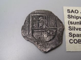 Pre - 1622 Spanish Colonial Silver 4 Reales.  Sao Jose Shipwreck Cob Coin.  7 photo