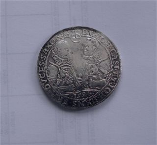 1594 German States Saxony - Albertine Silver Thaler,  Two Brothers Vf Scarce photo
