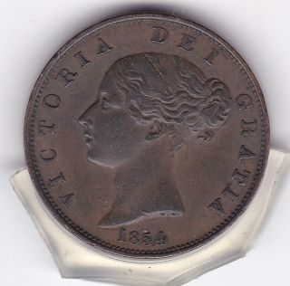 Sharp 1854 Queen Victoria Half Penny (1/2d) Copper Coin photo