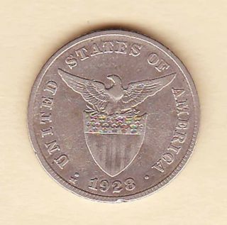 Us Philippines 1928 20 Centavos (mule) Silver Coin photo
