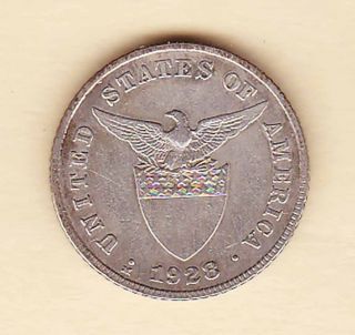 Us Philippines 1928 20 Centavos (mule) Silver Coin photo