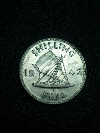 Fiji Shilling 1942 Silver Coin photo