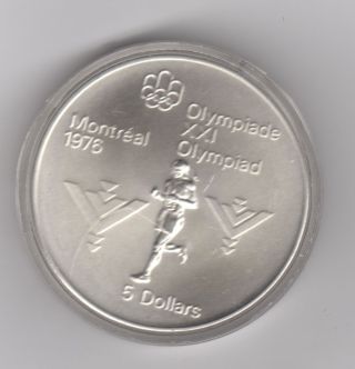 1975 Canadian Silver $5,  1976 Montreal Olympics,  Marathon, .  7227 Asw photo