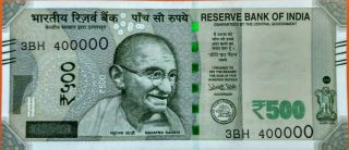 India Rs 500,  Sl No 3bh 400000 Note With Error Gandhije Double Shadow photo