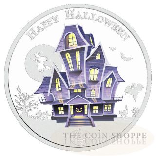 The Haunted House - Halloween - Glow In The Dark - 2016 1 Oz Pure Silver Coin photo
