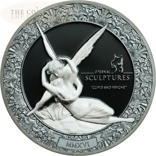 Cupid And Psyche - 2016 2 Oz Pure Silver Coin - Two - Sides Smartminting© Marble photo