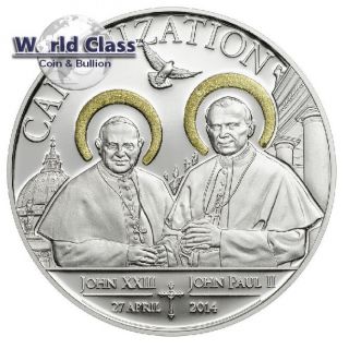 Tanzania 2014 1000 Shillings Canonization Of The Popes 20g Silver Proof Coin photo