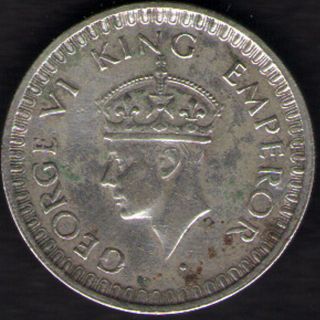 British India - 1943 - George Vi 1/2 Rupee Silver Coin Ex - Rare Coin photo