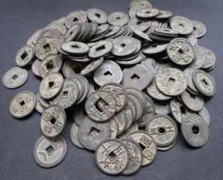 Mixture 100pc Chinese Bronze Coin Old Dynasty Antique Currency Cash 31 - 35mm photo