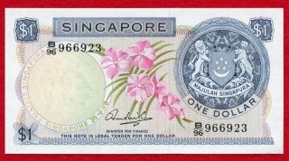 1971 Singapore 1 Dollar Note 1c Unc photo