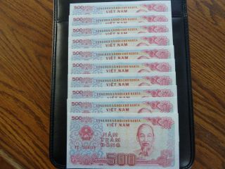 Vietnam Paper Money 10 Pc Bundle 500 Vietnamese Dong Each - Usa Seller photo