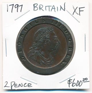 1797 British Two Pence Xf (very Scarce This) See Pictures photo