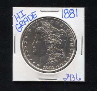 1881 Silver Morgan Dollar Coin 2436 Shipping/rare Estate/high Grade photo