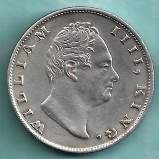 British India - 1835 - William Iiii - ' F ' On Neck - One Rupee - Rare Silver Coin photo