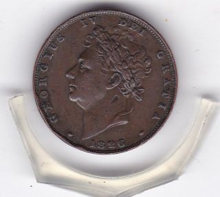 1826 King George Iv Farthing (1/4d) British Coin photo