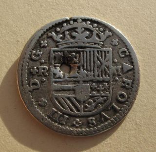 1708 Spain 2 Reales 2r Silver Coin Charles Iii Colonial Era Europe Km Pt5 Scarce photo