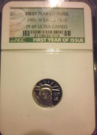 1997 $10 Platinum Eagle Ngc Pf 69 Ucam First Year Of Issue Proof 69 Ultra Cameo photo
