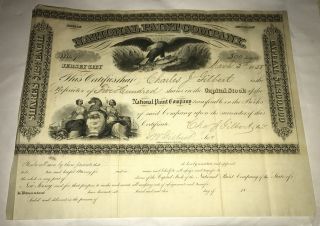 1858 National Paint Company Stock Certificate No.  90 500 Shares Jersey Eagle photo