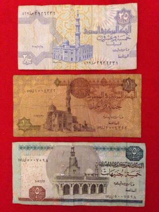 3 Old & Paper Money From Egypt photo