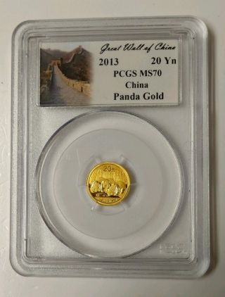 2013 China 20yn Gold 1/20th Oz Panda Coin Pcgs Ms70 S photo