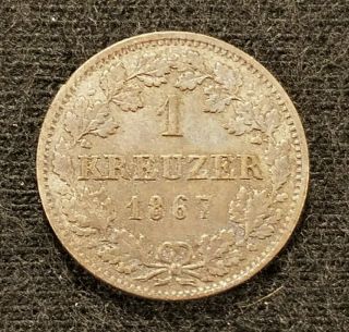 German State Hesse - Darmstadt Ludwig Iii 1867 Kreuzer Silver Collector ' S Choice photo