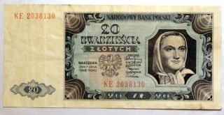 Poland 20 Zlotych (1948) Bank Note photo