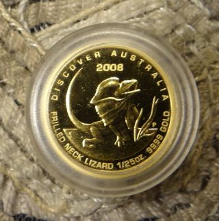Discover Australia 2009 $5.  9999 Gold 1/25oz Frilled Neck Lizard Elizabeth Ii photo