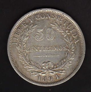 Uruguay 50 Centesimos 1894,  Silver photo