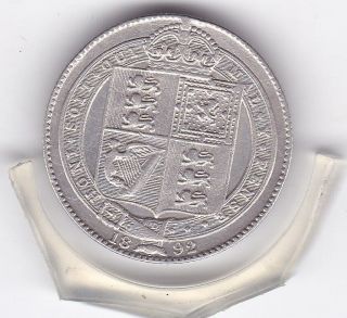 1892 Queen Victoria Sterling Silver Shilling British Coin photo