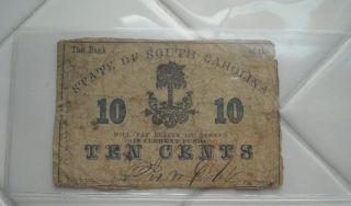 1863 10 Cent Note Bank Of The State Of South Carolina photo